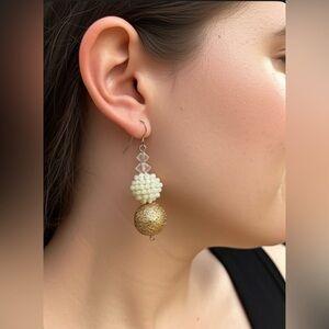 Golden Pearl Dangle Earrings